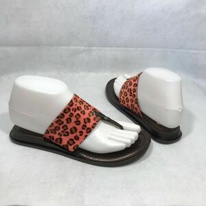 Five Twelve Sandals 6.5 Womens Pink Brown Leopard Faux Animal Fur